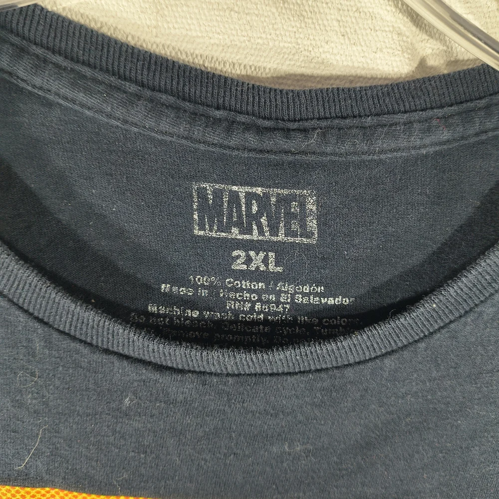 Marvel Unisex Size 2 XL Black Tee with Vibrant Super Hero Graphics